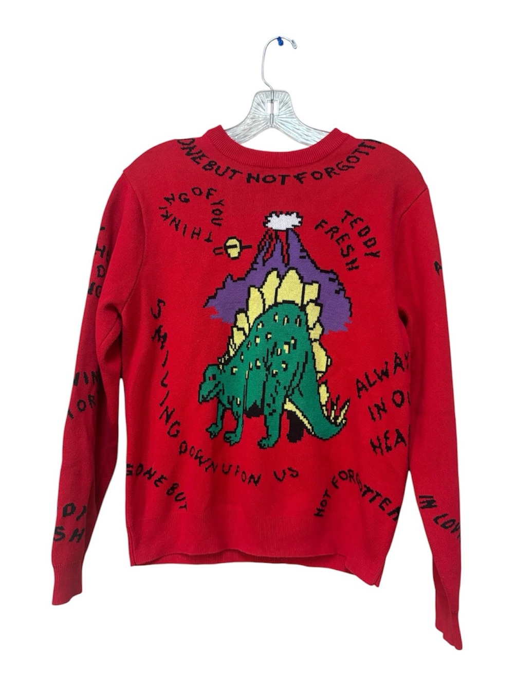 Teddy Fresh Gone But Not Forgotten Dinosaur Knit Sweater Small